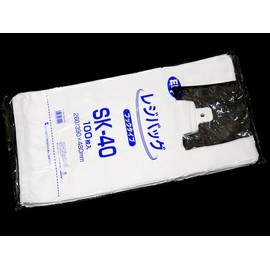 Heiko Plastic Shopping Bags, Hanger Type, Milky White, SK-40, 10.2 x 18.9 x 2.6 inches (26 x 48 x 6.5 cm), Pack of 100