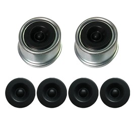 Dexter Lube Trailer Axle Grease Cap - 2Pcs Bearing Dust Cap 1.98" with Extra 4 Rubber Plugs - Hub Grease Cover for 2,000 to 3,500 lb Trailer