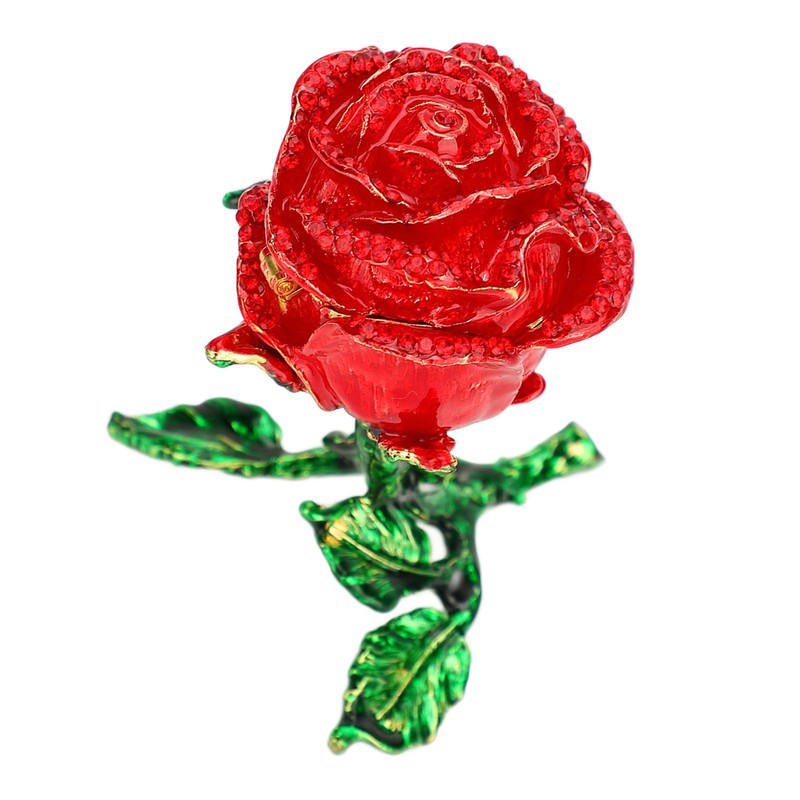 Jewelry Box Rose Shaped Rhinestone Delicate Retro Ring Earring Storage