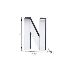 COLLECTIVE HOME - 7-inch Tall Mirrored Glass and Wood Decorative Letter, Home-Bedroom-Office Wall Décor. Perfect Fun Gift to Encourage Girls, Young Ladies & Teens. (N)