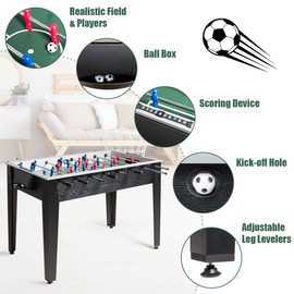 Giantex Foosball Table, Wooden Soccer Table Game w/ Footballs, Suit for 4 Players, Competition Size Table Football for Kids, Adults, Football Table for Game Room, Arcades (48 inch, Black)