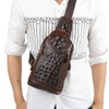 Hebetag Crocodile Genuine Leather Sling Bag Backpack for Men Travel
