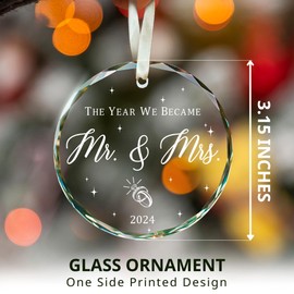 Wedding Gifts - Mr and Mrs Gifts - Wedding Gifts for Couples 2024, Wedding Gifts for Couple, Wedding Gifts for Bride - Future Mr and Mrs Gifts - Bridal Shower Gifts - 1st Married Glass Ornament