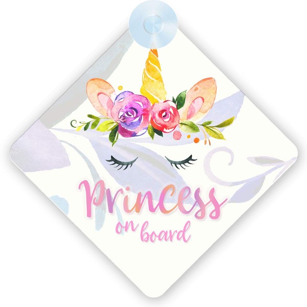 Princess on Board Car Sign - Unicorn Princess 002 Design