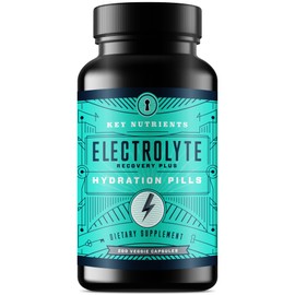 KEY NUTRIENTS Electrolyte Tablets, 200 Capsules, Salt Tablets for Dehydration, Fasting Electrolytes Tablets - Salt Pills with Electrolytes, No Sugar, Gluten Free Hydration Tablets Made in USA