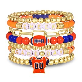 FAERLIIRY Game Day Bracelets Cheer Football Bracelets for Women Stackable Team Inspirational Bracelet Football MOM Game Day Outfits Accessories Jewelry Gifts, One Size, clay, no gemstone