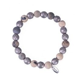 KELITCH Natural Stones Charm Beaded Bracelets Friendship Stretch Bracelets Fashion Jewelry (Grey)