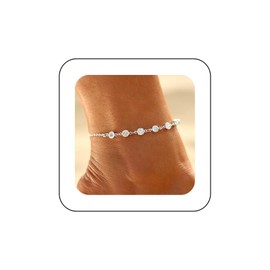 Xduargs Boho Crystal Ankle Bracelet Vintage CZ Foot Chain Silver Crystal Bracelet Rhinestone Chain Ankle Bracelet Jewelry for Women