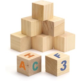 3 Inch Wooden Blocks for Crafts, 8Pack 75mm Unfinished Wood Cubes Blocks, Natural Wood Square Blocks, Wooden Cubes for Arts and Crafts and DIY Projects