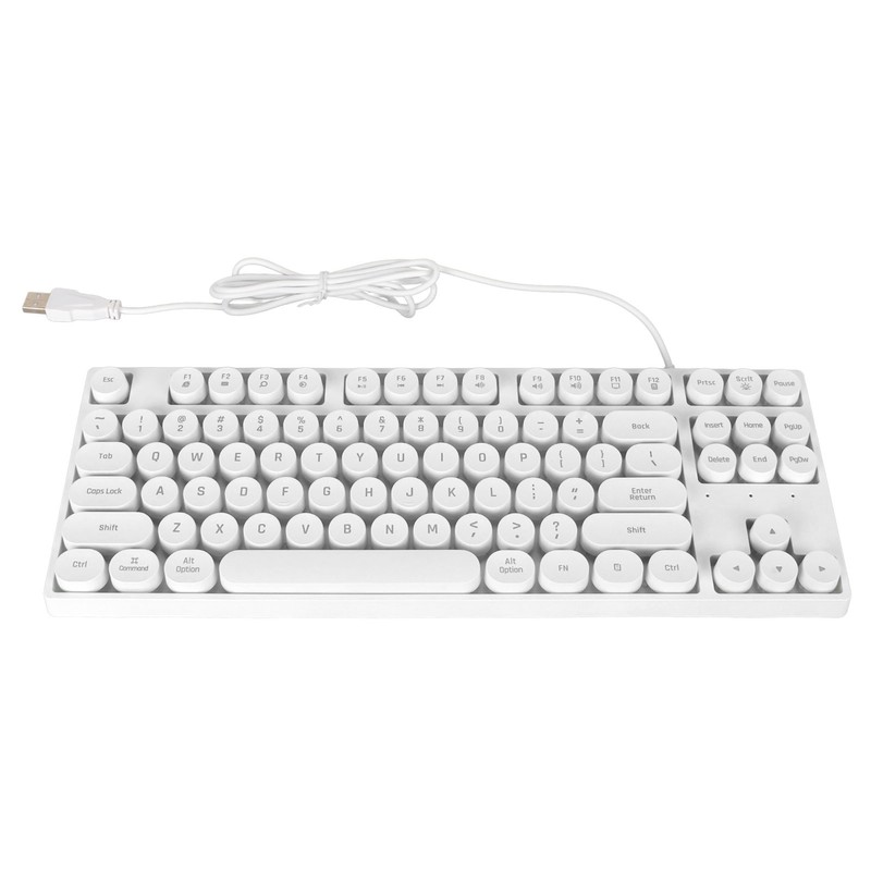 Gaming Keyboard USB Round 87 Keys Colorful Backlit Ergonomic Mechanical