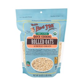Bob's Red Mill Organic Quick Cooking Rolled Oats 1 lb (Pack of 2)