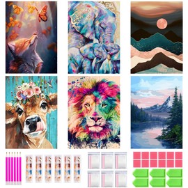 OSLEY Diamond Painting, 6 Pack DIY 5D Diamond Painting für Erwachsene und Kinder, Diamond Painting Kits Malen nach Zahlen Wohnzimmer Bilder für Home Wall Decor (25x 35 cm)