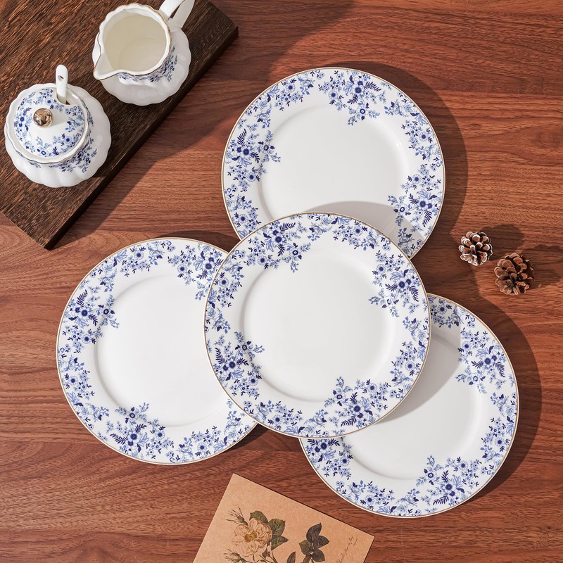 Ceramic Dessert Plates Set of 4，Small Dinner Plates for Snacks,