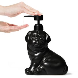 Amaauto Black Dog Shape Soap Dispenser, Funny Ceramic Soap Dispenser, 15Oz Refillable Essential Oil, Lotion Liquid Hand Soap Dispenser for Bathroom Kitchen