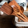 Natural Teak Wood Cooking Utensils, Wooden Spatula Set with Paddle,