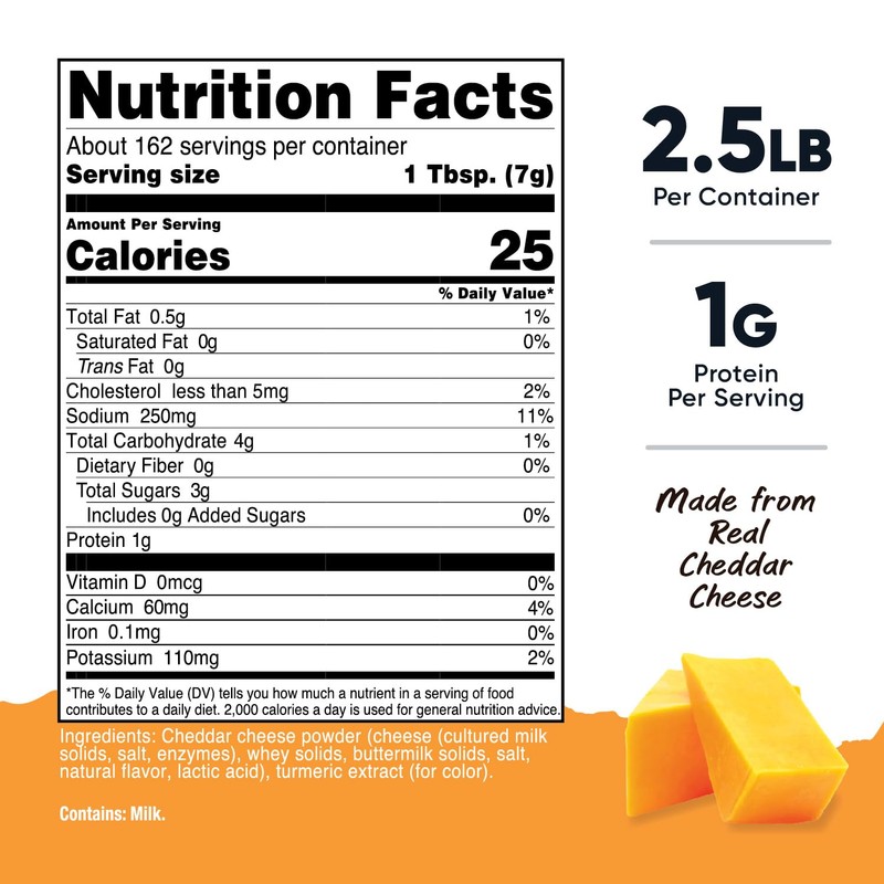Nutricost Pantry Yellow Cheddar Cheese Powder (2.5 Pounds Per Bottle)