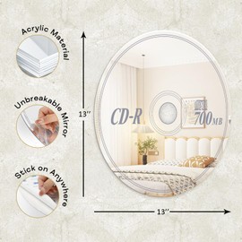 Minuover Minuover CD Mirror 13x13 Inch, Cool Music Room Decor, Y2K Wall Decor, Funky Home, Nostalgic Silver Acrylic, Vinyl Retro, Creative Gift