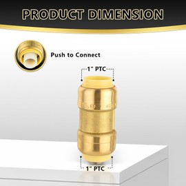 （Pack of 5）Foskan Push Fit Fittings, 1 Inch x 1 Inch Brass Straight Coupling With Disconnect Clip, Push to Connect PEX, Copper, CPVC Pipes for Pipe Repairs & Projects