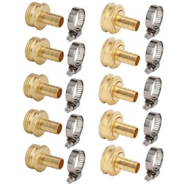 PLG Heavy Duty Brass 1/2" Garden Hose Repair Kit with Clamps, 10-Pieces
