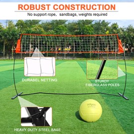 12FT Portable Volleyball Training Net for Hitting or Serving Drills, Outdoor & Indoor Freestanding Volleyball Practice Net with Height Adjustable, Glow in Dark Ball, Carry Bag