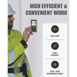 Inkerma Dual Laser Measurement Tool, 525Ft/160M Bilateral Laser Distance Meter, Rechargeable Laser Measure with Ft/in/M Multiple Units, Angle Sensor, Pythagorean Mode, Area and Volume