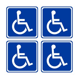 GamesMonkey® - Disabled Stickers Kit - Handicap accessible Wheelchair - for Indoor and Outdoor Use - Car Van Truck Lorry Camper (4-Piece kit - Blue Square)