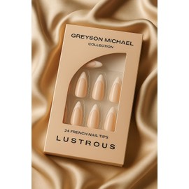 French Tip Press-On Nails, False Nails, Fake Nails, Natural, Semi-Transparent, Almond, Medium, 24 Count, Artificial Nails, Fake Nails, Enhancement, Classic, Glue Included, jelly adhesive pads included