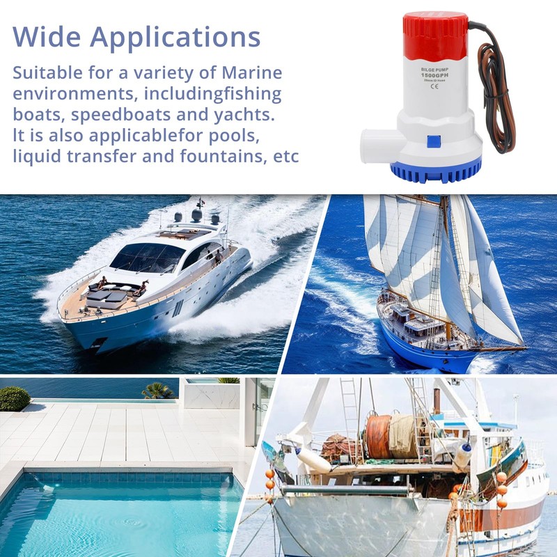 HUIXHAO Bilge Pump 12 V 1500 GPH Boat Bilge Water