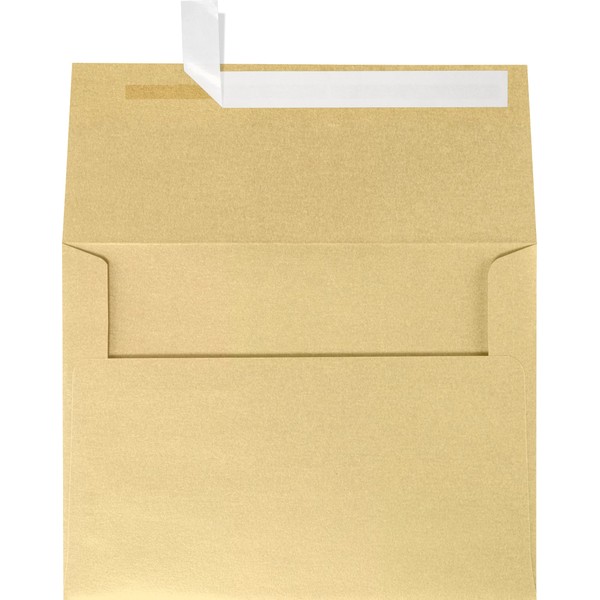 LUXPaper A6 Invitation Envelopes for 4 5/8 x 6 1/4 Cards in 80lb. Blonde Metallic, Printable Envelopes for Invitations, with Peel & Press Seal, 50 Pack, Envelope Size 4 3/4 x 6 1/2 (Gold)