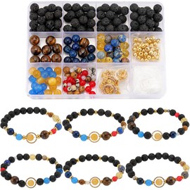 SUNNYCLUE 1 Box 6 Sets Solar System Bracelet Making Kit Guardian Star Bracelets Universe Planet Galaxy Beads Gemstone Bead Natural Stone Beads for jewellery Making Kits Beading Space Gift Supplies