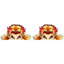Anime Peeker Stickers for Car, Laptop & Co - Pack of 2, 12 cm - Weatherproof & UV Resistant (Rengoku)
