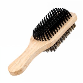 Double Sided Beard Brush, Lmitation Bristle Firm and Soft Sides Men Hair Brush Hair Beand Grooming Tool for Thick Coarse