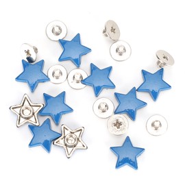 50 Sets Star Shape Rivet Screw Anti‑Rust Clothes Decoration Accessories Zinc Alloy 12MM Flat(Blue )