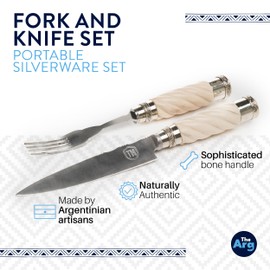THEARG | Chef Knife and Fork - Gallon Bone | BBQ Accessories - Silverware Set - Kitchen Utensils | Stainless Steel Flatware Tableware Cutlery Eating Utensils Dinner Forks and Knives for Home