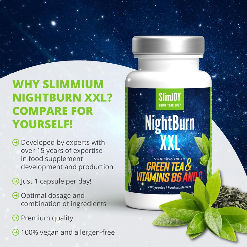 Slimjoy Nightburn XXL Capsules, Premium Decaffeinated Green Tea Extract, with