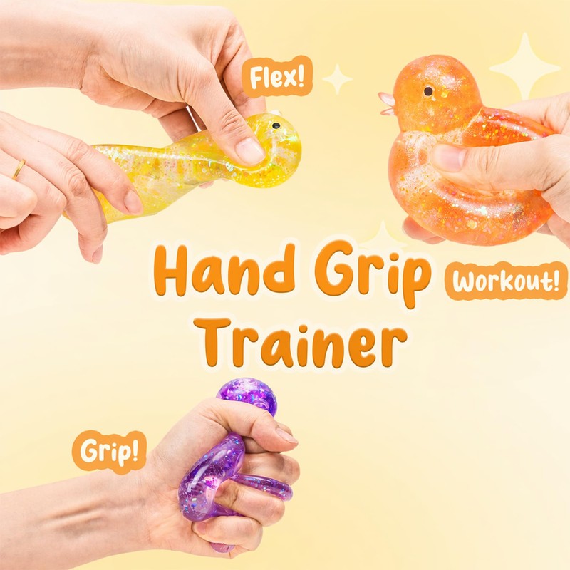 4Pack Duck Squishy Stress Balls for Adults, Cute Colorful Animals