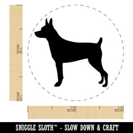 Rat Terrier Dog Solid Self-Inking Rubber Stamp Ink Stamper for Stamping Crafting Planners - 1/2 Inch Mini - Blue Ink
