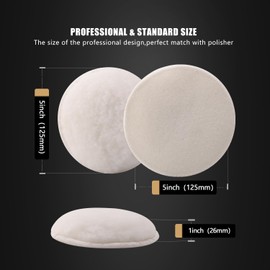 SPTA 125 mm Lambswool Cover, 5-Piece Polishing Fur Pad Polishing Set for Polishing Machine, Wool Cover, Polishing Pad, Wool Buffer, Polishing Hoods, Lambskin for Car Polishers, Random Orbital Sander,