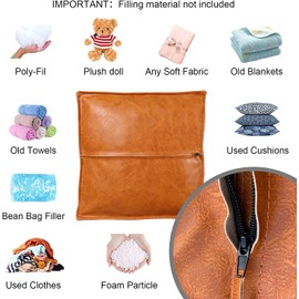 Louis Donné Pouf Stool Without Filling Square Pouf Footstool Holster Unfilled PU Leather Seat Puff Foot Stool for Indoor and Outdoor Use 45 x 45 x 45 cm (Brown)