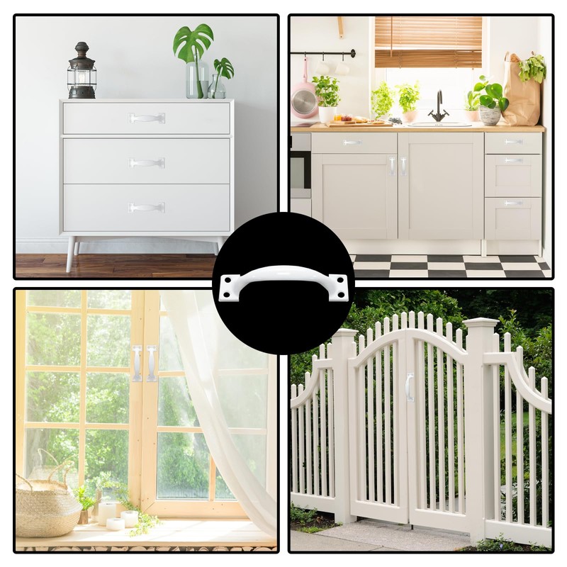 Mormchlots 12Pcs 98mm/3.86" White Metal Gate Retro Cabinet Handles, 3.86"