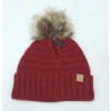 Unbranded Winter Warm Red Knit Stretch Beanie Hat with Silver