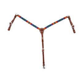 Circle Y Infinity Wrap Leather Breast Collar for Horse, Sunset Beading, Blue/Orng/Yllw, One Size, (X4123-4069)