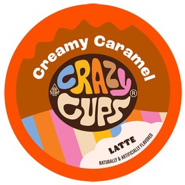 Crazy Cups Creamy Caramel Coffee Latte Pods, Rich & Velvety Caramel Latte for Coffee Lovers, Single Serve Caramel Latte Pods for Keurig K Cup Brewers, 22 Count