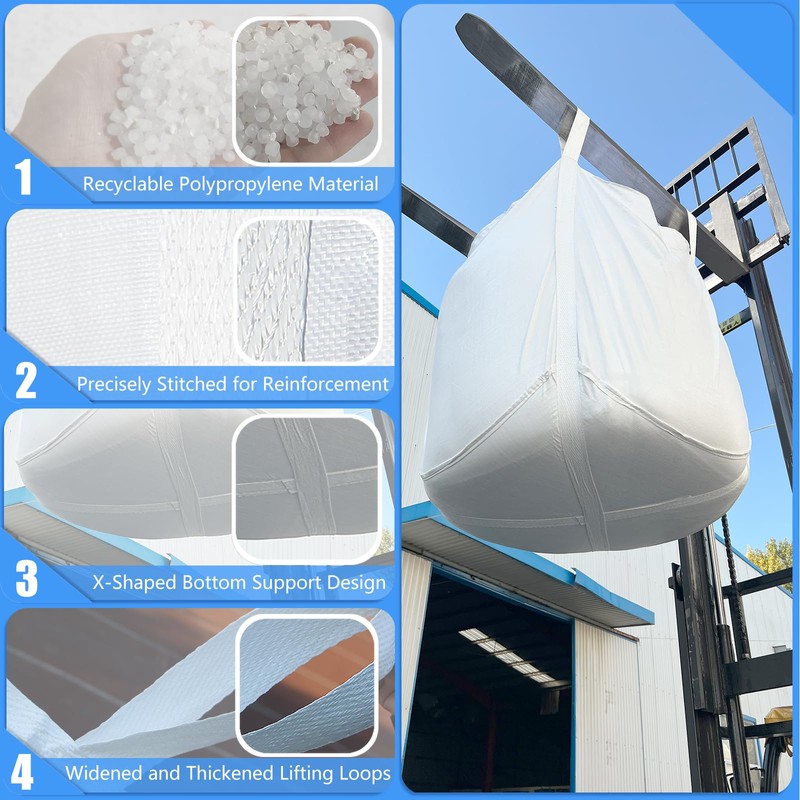 S-Helper FIBC Bulk Bag - 4400 lbs Capacity, 35x35x43 inches,