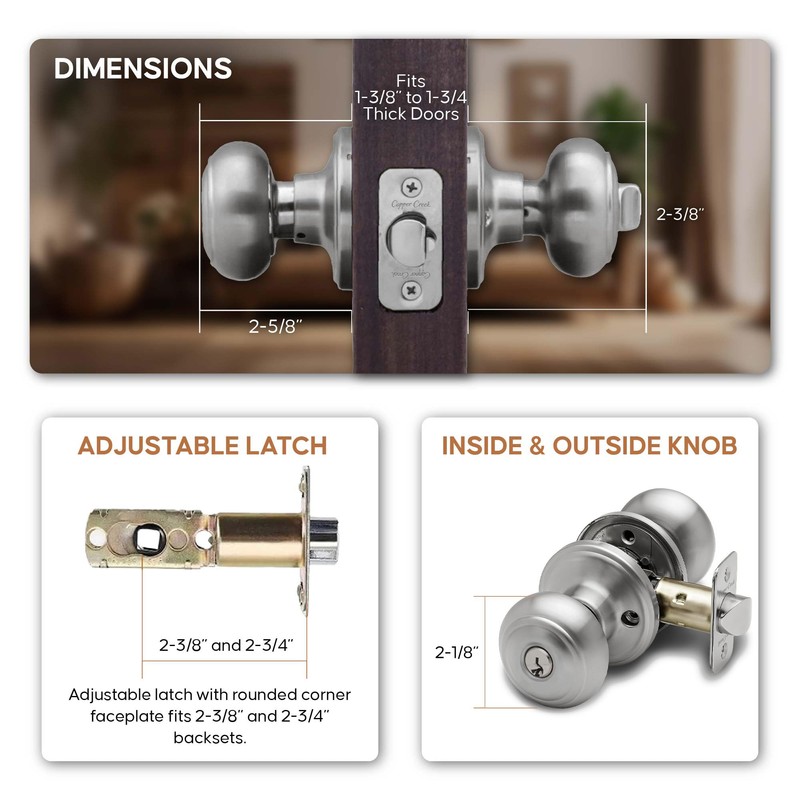 Copper Creek Colonial Entry Door Knob – Keyed Entry Handle
