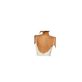 Simple Summer Beach Pearl Bead Back Chain for Backless Dress Bridal Wedding Pearl Backdrop Festival Body Chain Jewelry for Women (Silver)