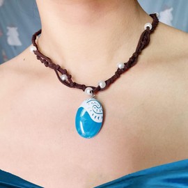 Clataly Ocean Necklace Hand Woven Pendant Necklace Imitation Pearl Choker Necklace Party Supplies for Women