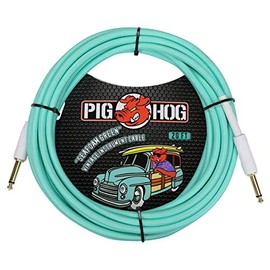Pig Hog PCH20SG - Cable de instrumento de guitarra verde espuma de mar de 1/4" a 1/4", 20 pies