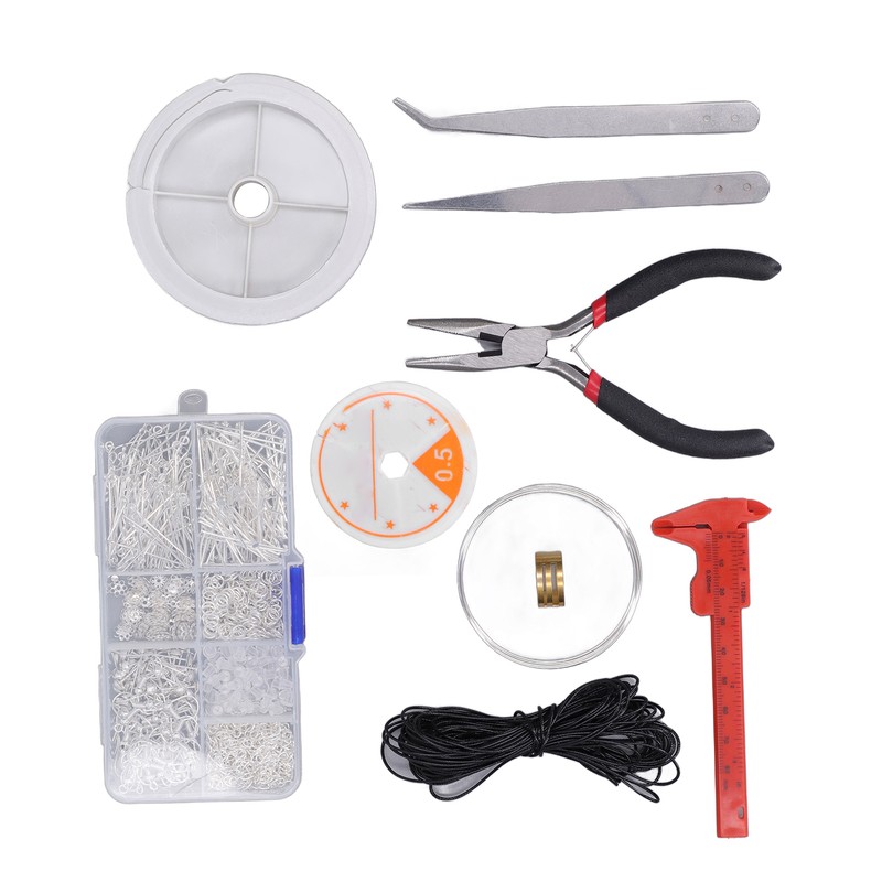 Earring Making Kit with Tweezers Ear Hooks Ear Pins Wax