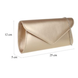 Girly Handbags Ladies Plain Envelope Clutch Bag, Rose Gold